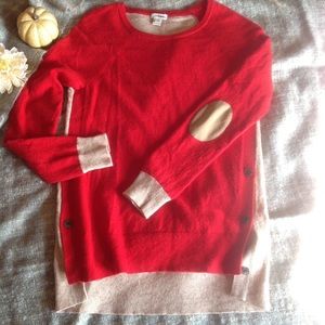 ColorBlock Red Long Sleeves Sweater Side Button